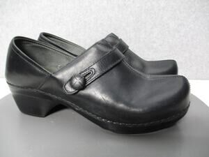 Dansko Black Leather Clog Mules